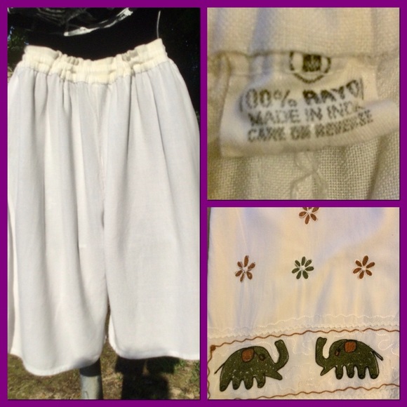Cream Drawstring Shorts, sz M - Picture 2 of 5